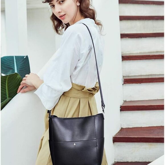 Women Purses and Handbags Leather Hobo Bags Designer Shoulder Bucket Crossbody P - Picture 2 of 7